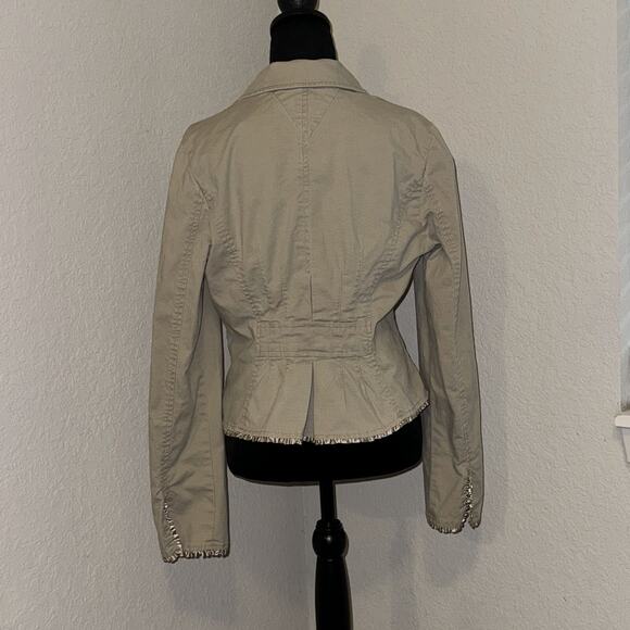 Vintage Y2K Tommy Jeans Blazer Jacket Women's XL Khakhi Stretch Button Front ‘05 - Picture 3 of 10